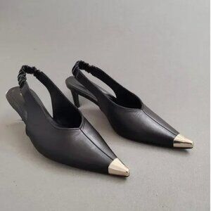 ANINE BING Nina Heels Metal Toe Cap Black Size 40/10US